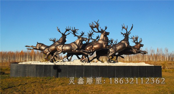 群鹿动物景观标志铜雕