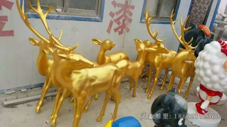 群鹿动物景观标志铜雕