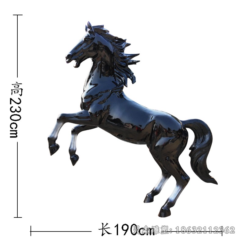 黑色马校园景观铜雕