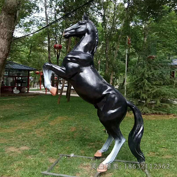 黑色马公园景观铜雕