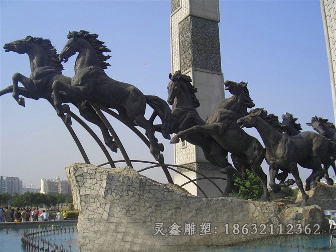 动物群马广场景观铜雕