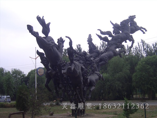 动物群马广场景观铜雕