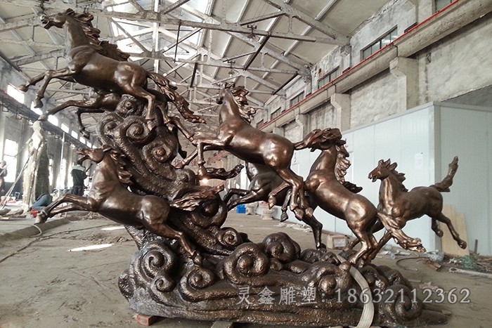 动物群马校园景观铜雕