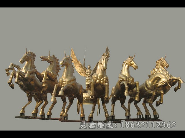 动物群马户外景观铜雕