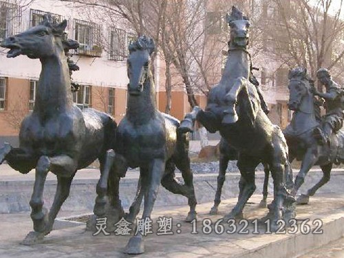 动物群马户外景观铜雕
