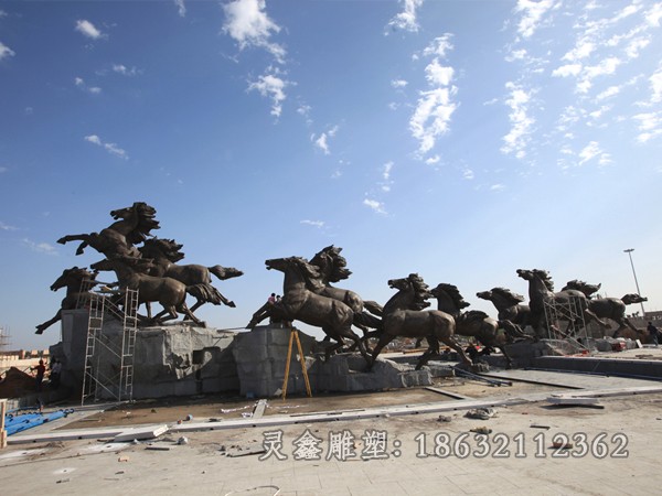 动物群马别墅景观铜雕