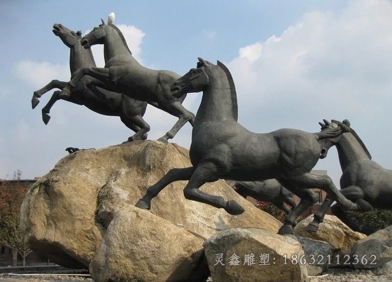 动物群马商场景观铜雕