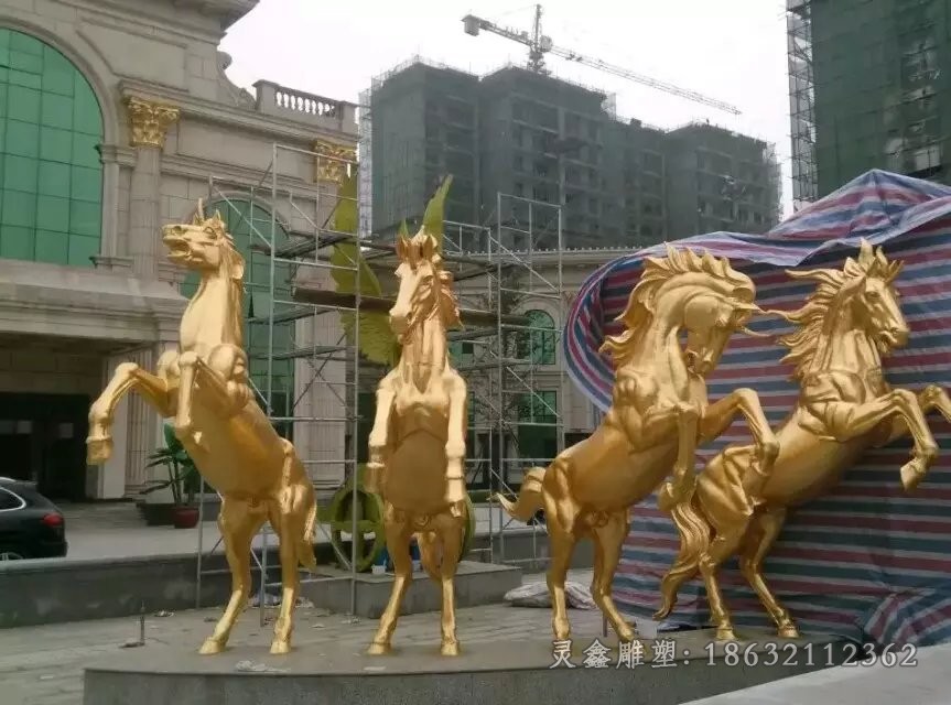 动物群马景观标志铜雕