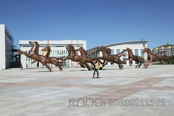 动物群马标志抽象铜雕