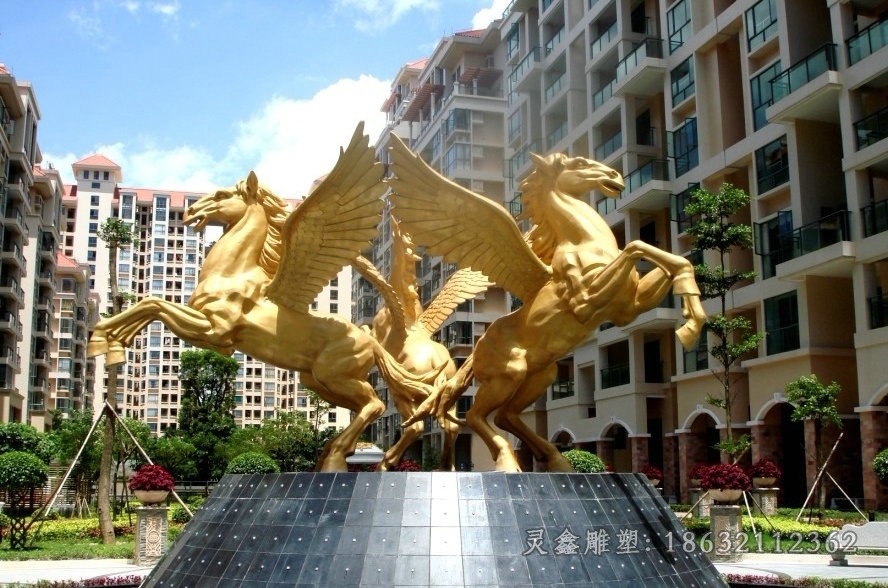 动物群马标志抽象铜雕