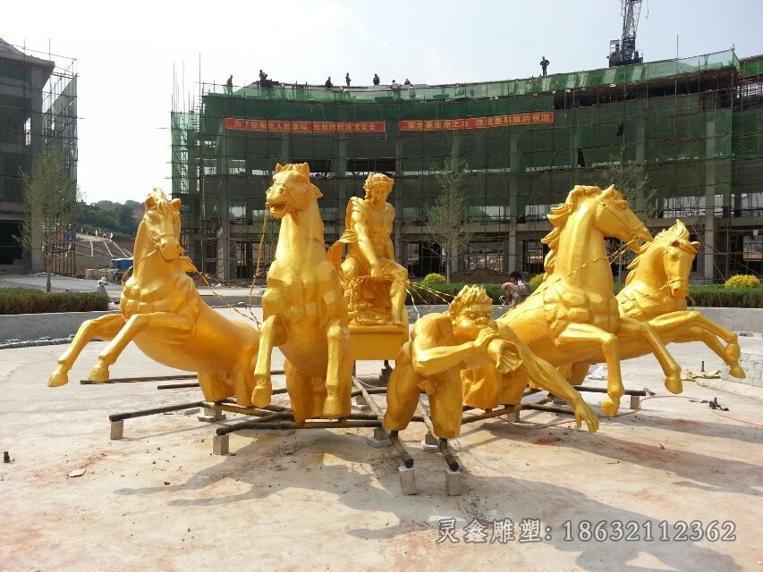 喷泉铜马抽象景观铜雕