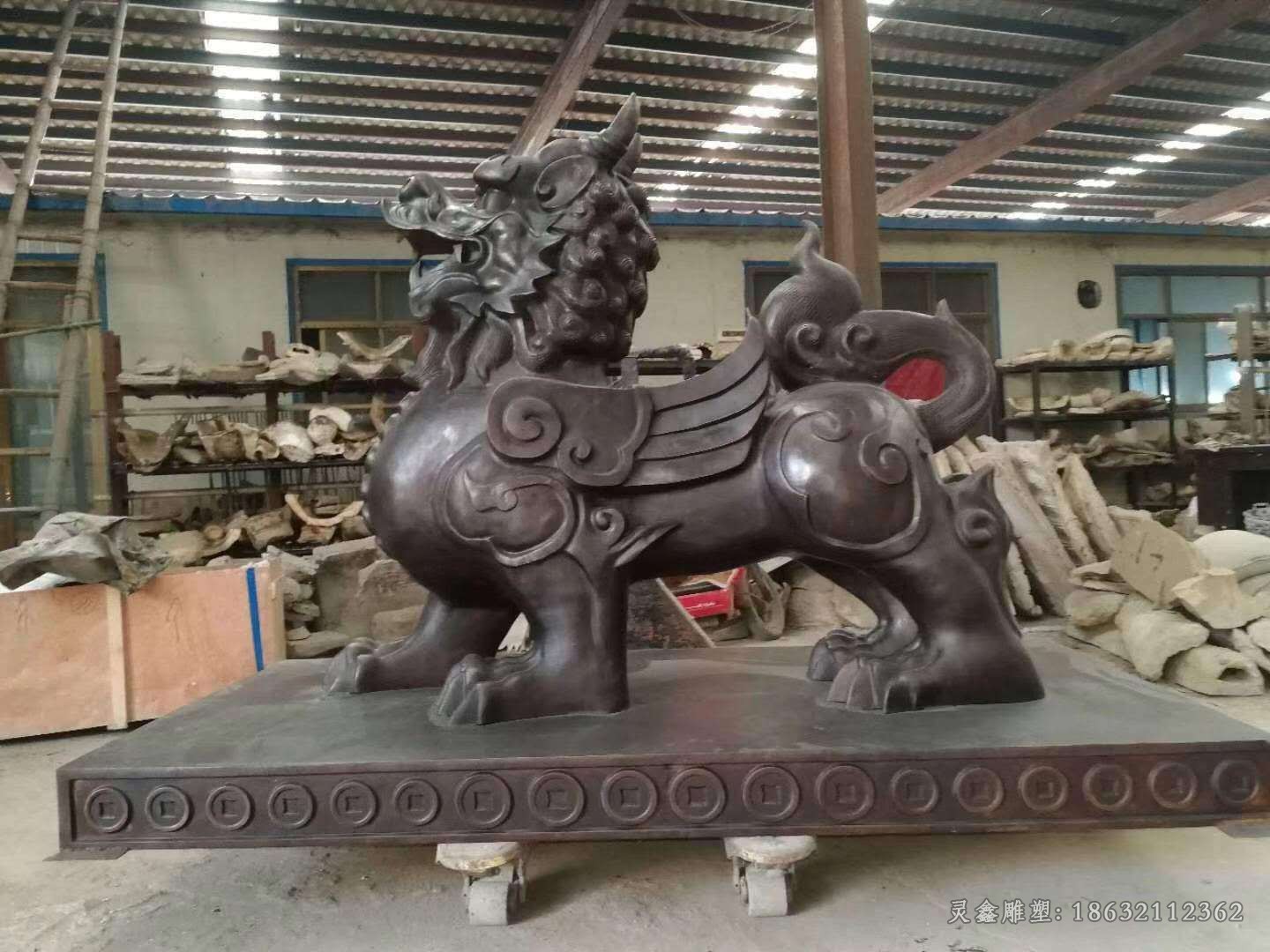 神兽麒麟校园景观铜雕