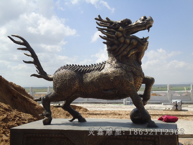 神兽麒麟校园景观铜雕
