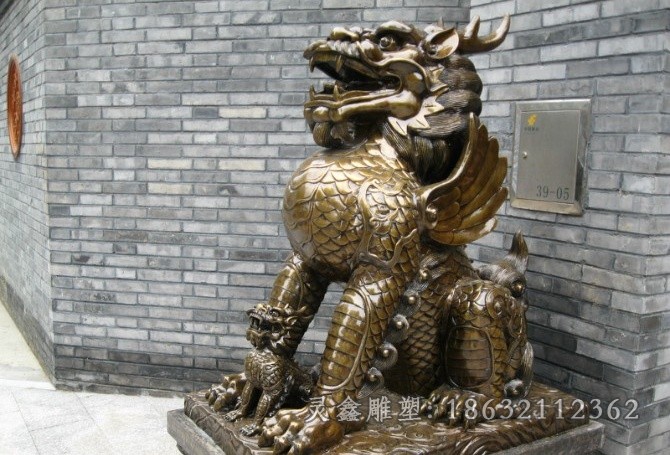 神兽麒麟街边景观铜雕