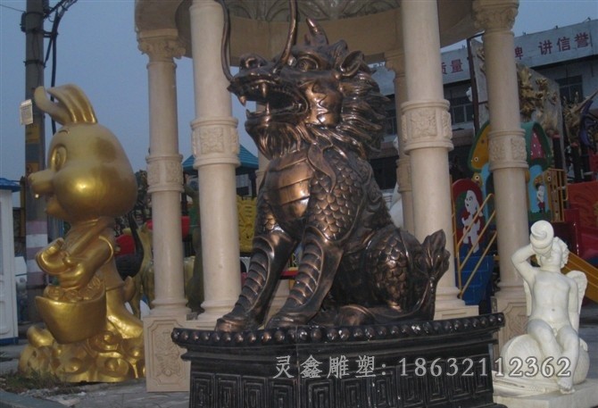 神兽麒麟街边景观铜雕