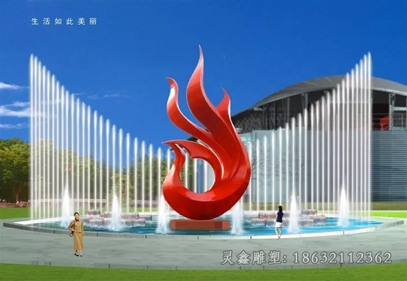 不锈钢彩绘凤凰园林雕塑