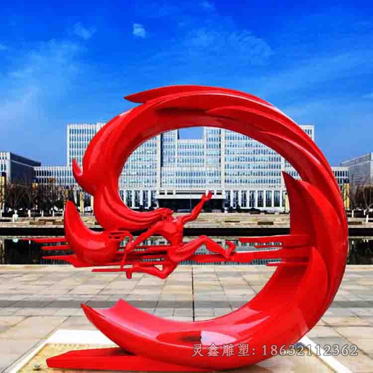 不锈钢彩绘凤凰街边雕塑