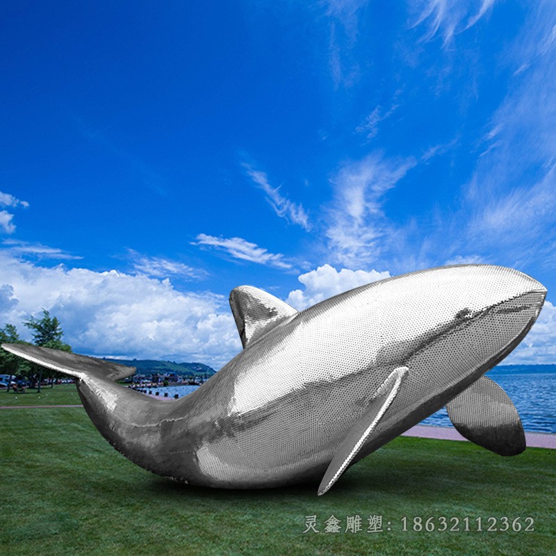 不锈钢镜面海豚园林雕塑