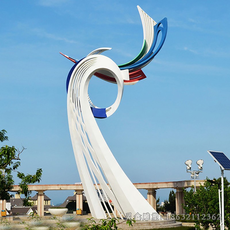 不锈钢彩绘海浪广场雕塑