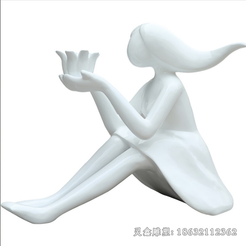 不锈钢抽象白色人物雕塑