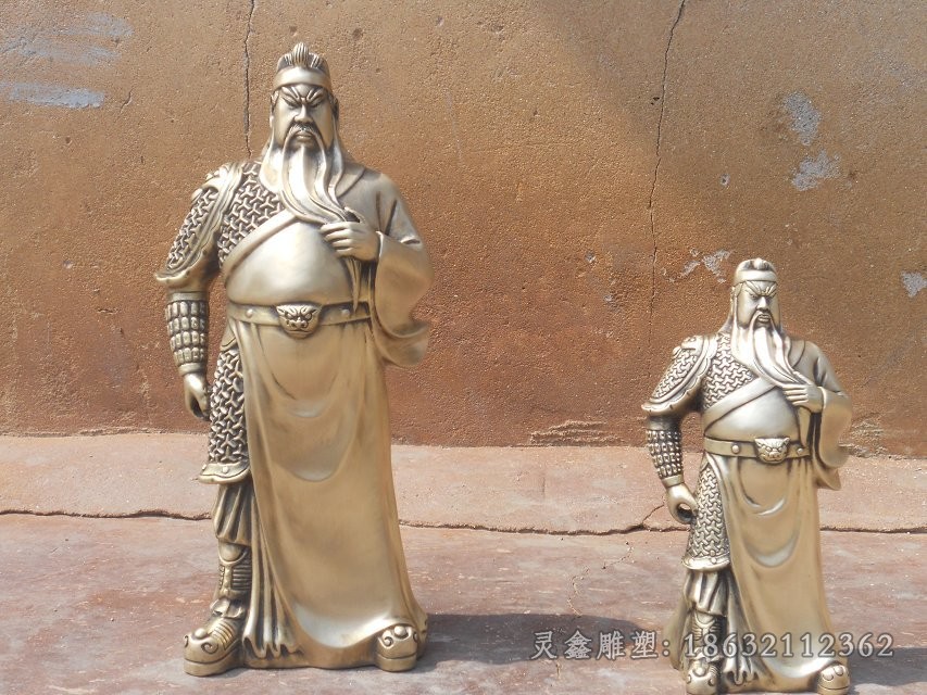 古代捋须关公园林铜雕