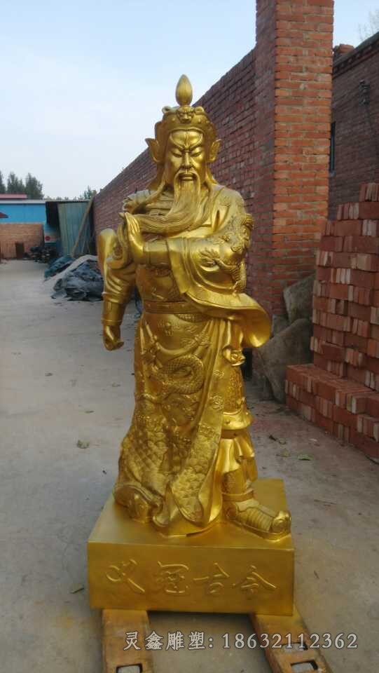 古代捋须关公商场铜雕
