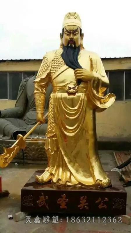 古代捋须关公商场铜雕
