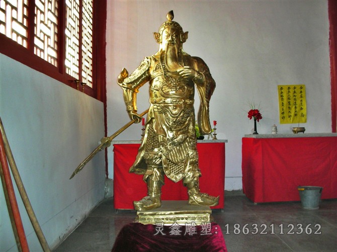 古代捋须关公人物铜雕