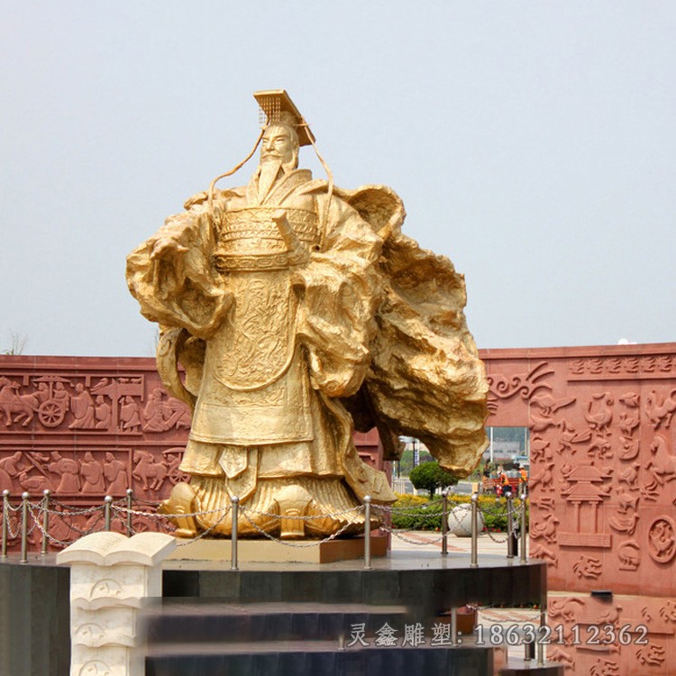 古代名人秦始皇校园铜雕