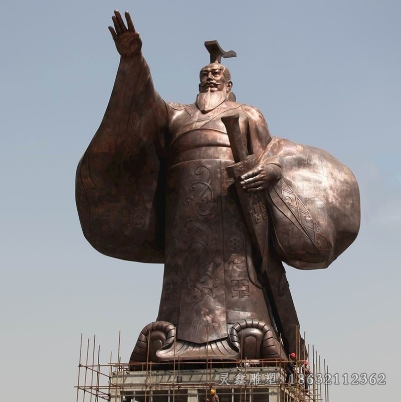 古代名人秦始皇公园铜雕