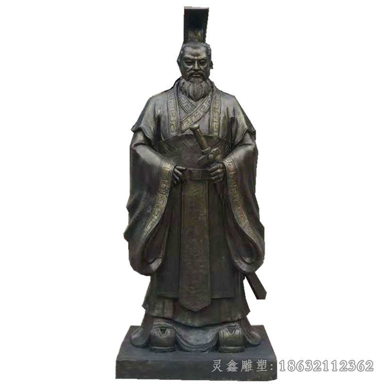 古代名人秦始皇小区铜雕
