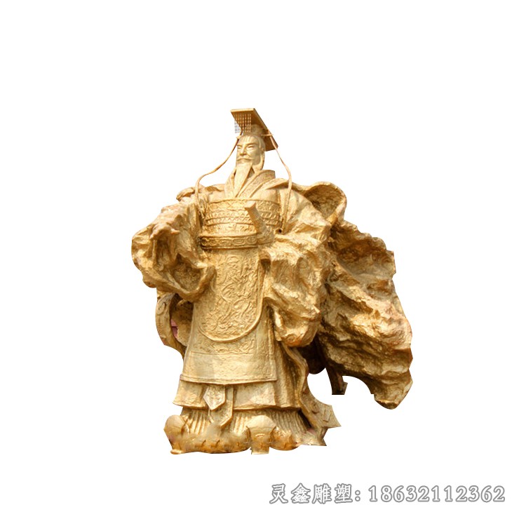 古代名人秦始皇小区铜雕