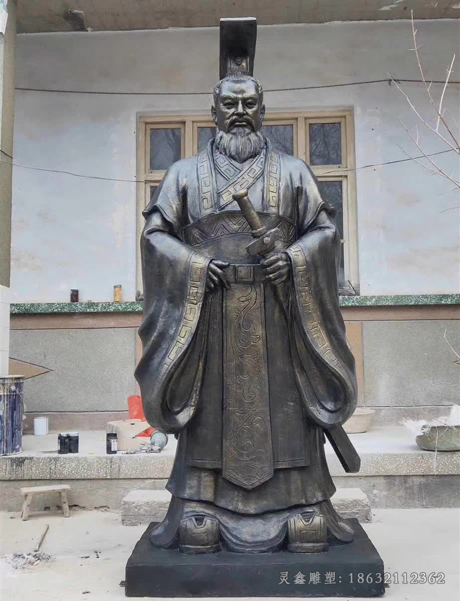 古代名人秦始皇庭院铜雕