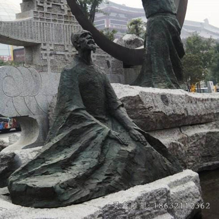 诗人杜甫名人景观铜雕