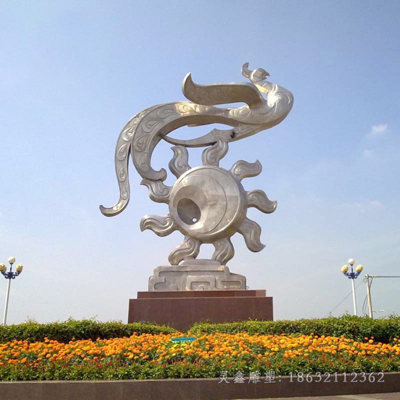 不锈钢镜面凤凰校园雕塑