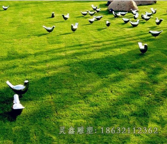 镜面鸽子动物不锈钢雕塑