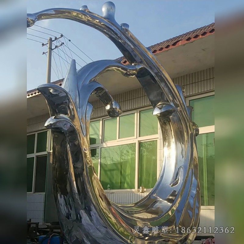 镜面海浪校园不锈钢雕塑