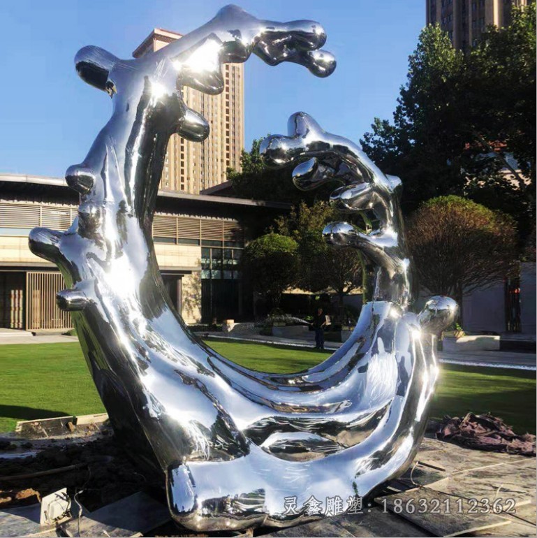 镜面海浪街边不锈钢雕塑