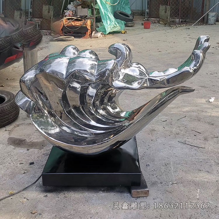 抽象海浪庭院不锈钢雕塑