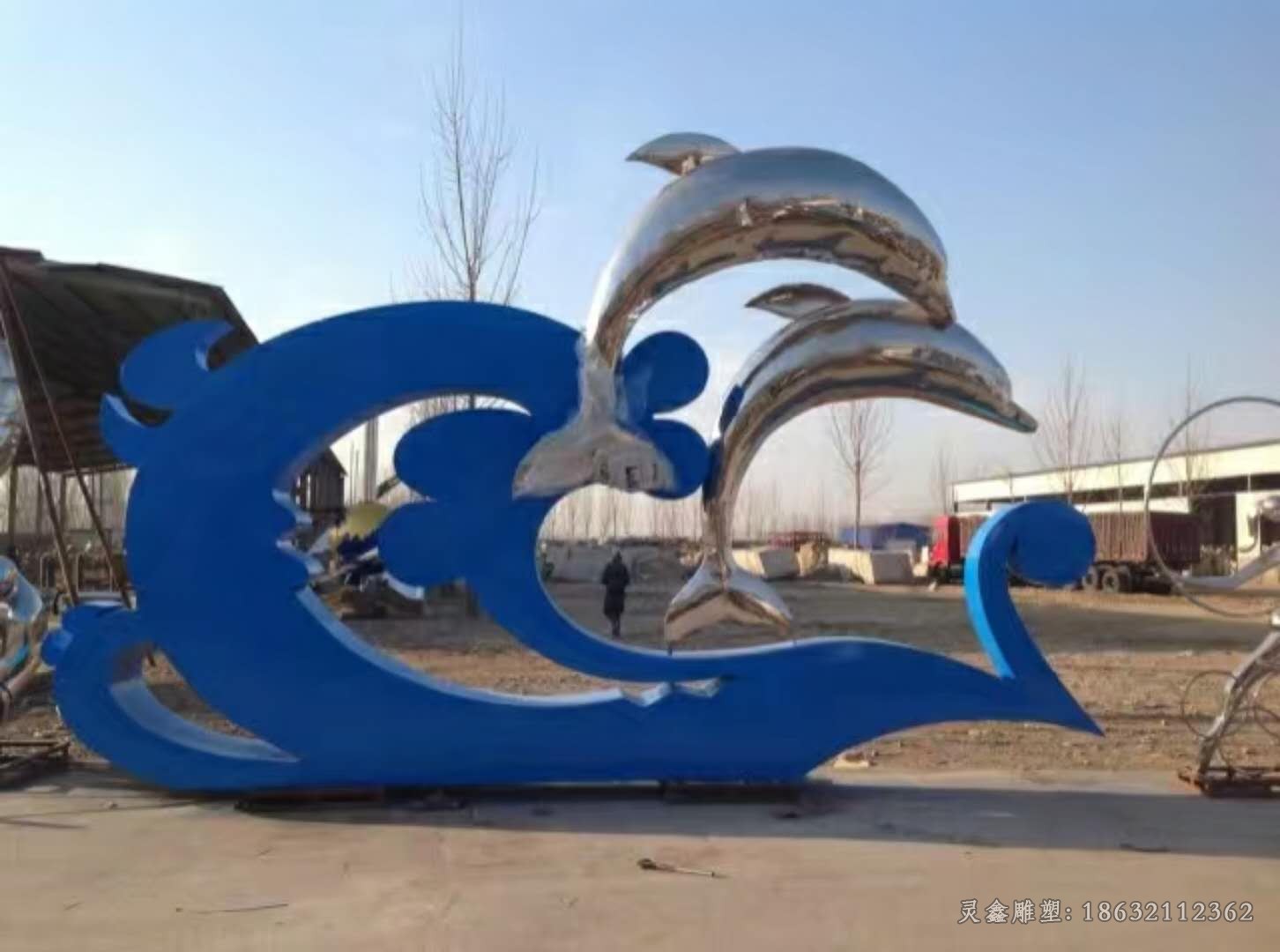 动物海豚不锈钢景观雕塑