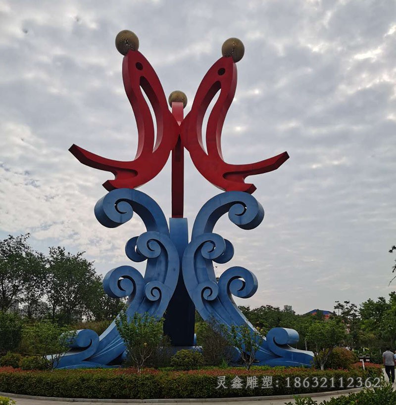 抽象海豚不锈钢景观雕塑