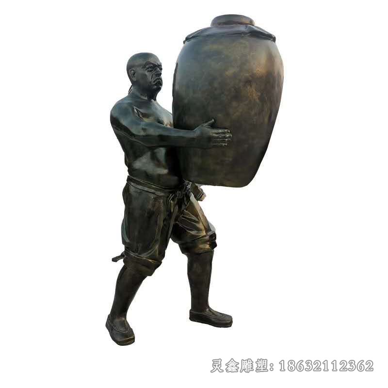 酒文化抱缸人物铜雕