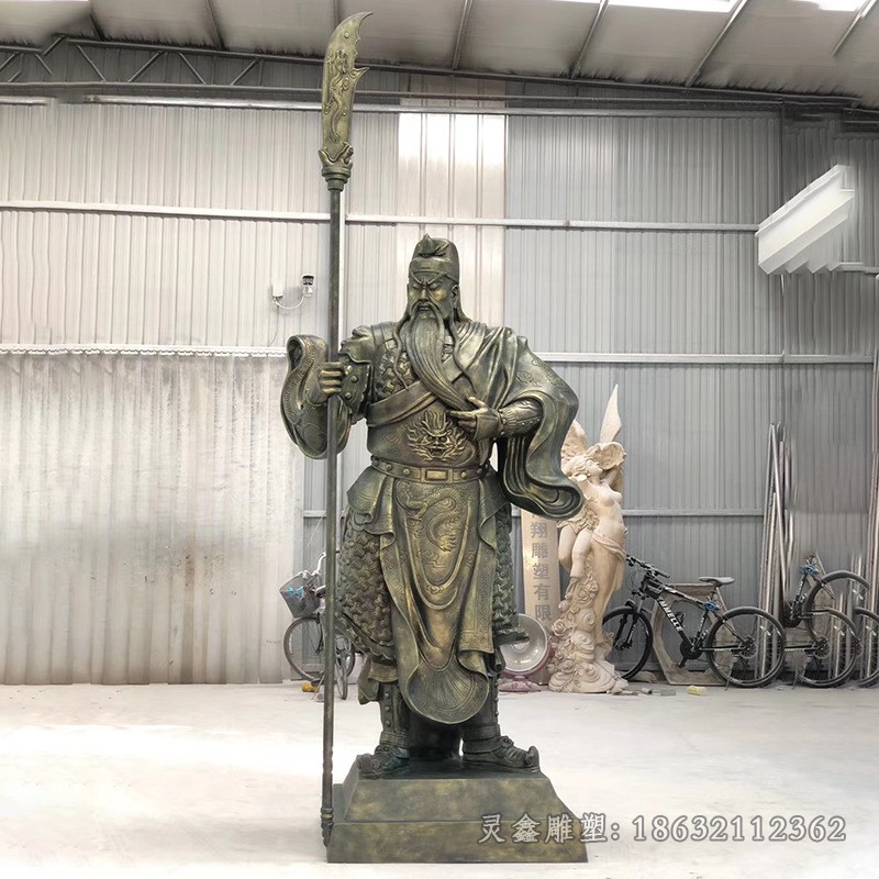 撸胡须关公城市景观铜雕