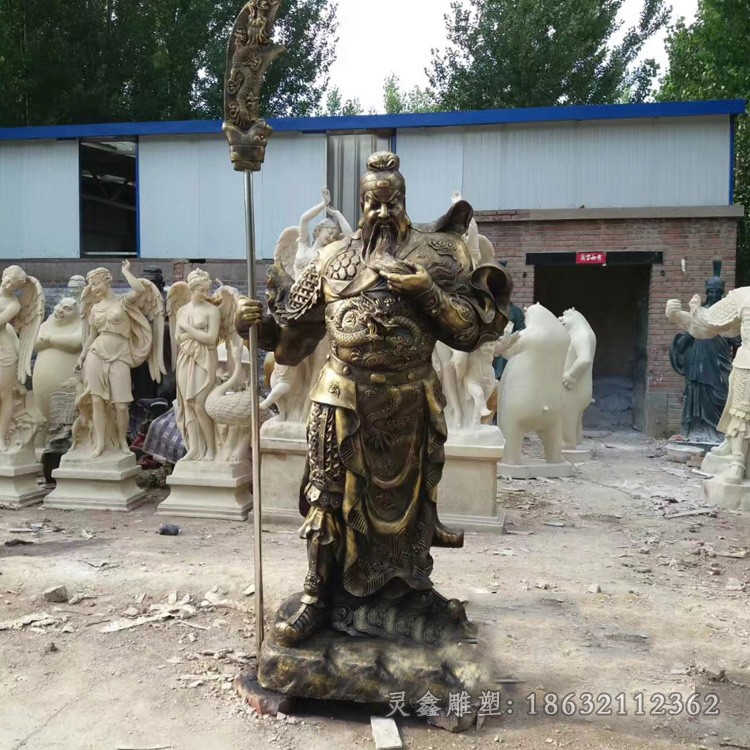 撸胡须关公广场景观铜雕