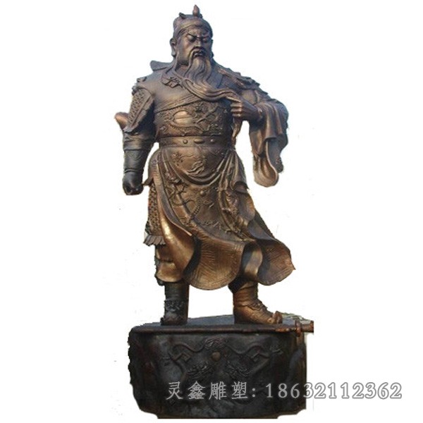 撸胡须关公园林景观铜雕