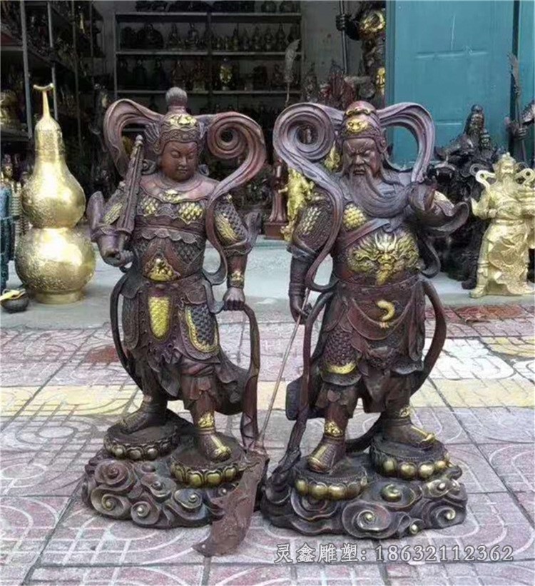 撸胡须关公人物景观铜雕