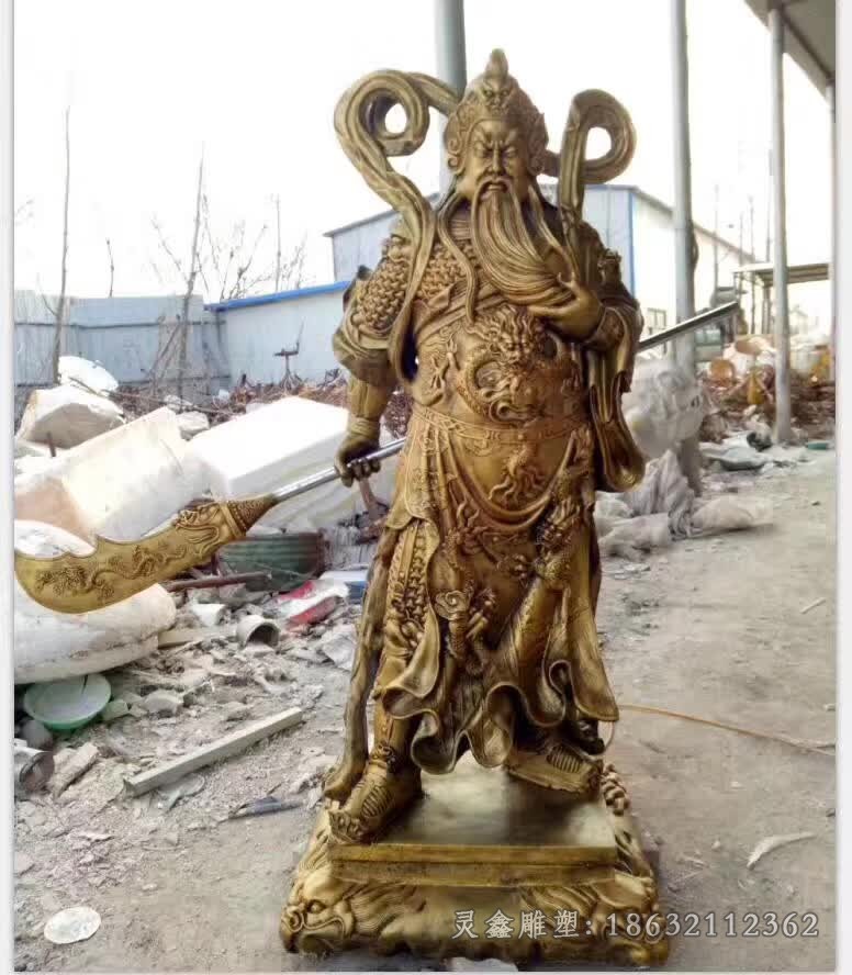 撸胡须关公人物景观铜雕