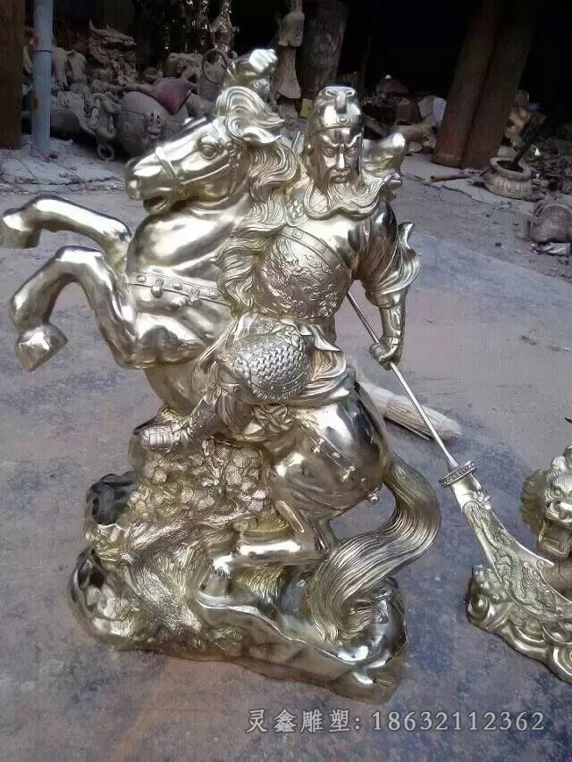 骑马关公名人景观铜雕