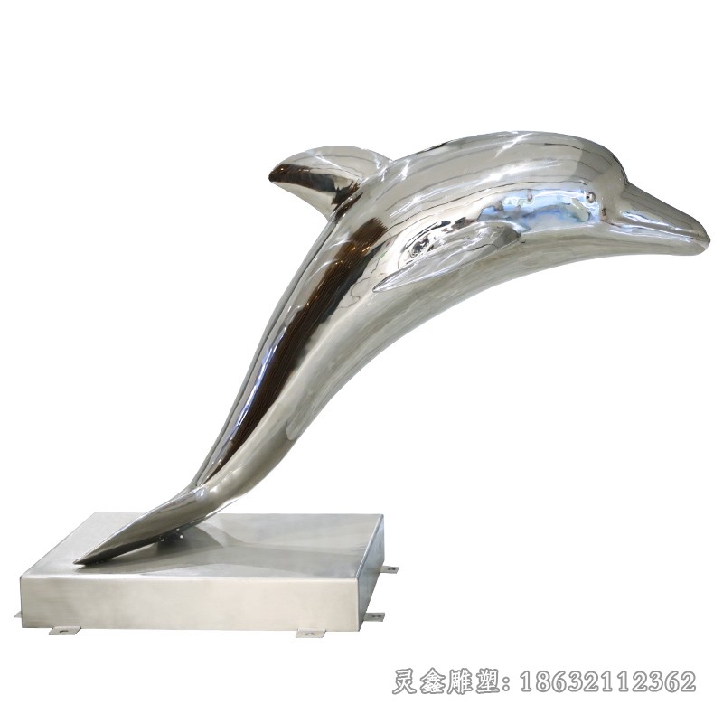 镜面海豚不锈钢小区雕塑