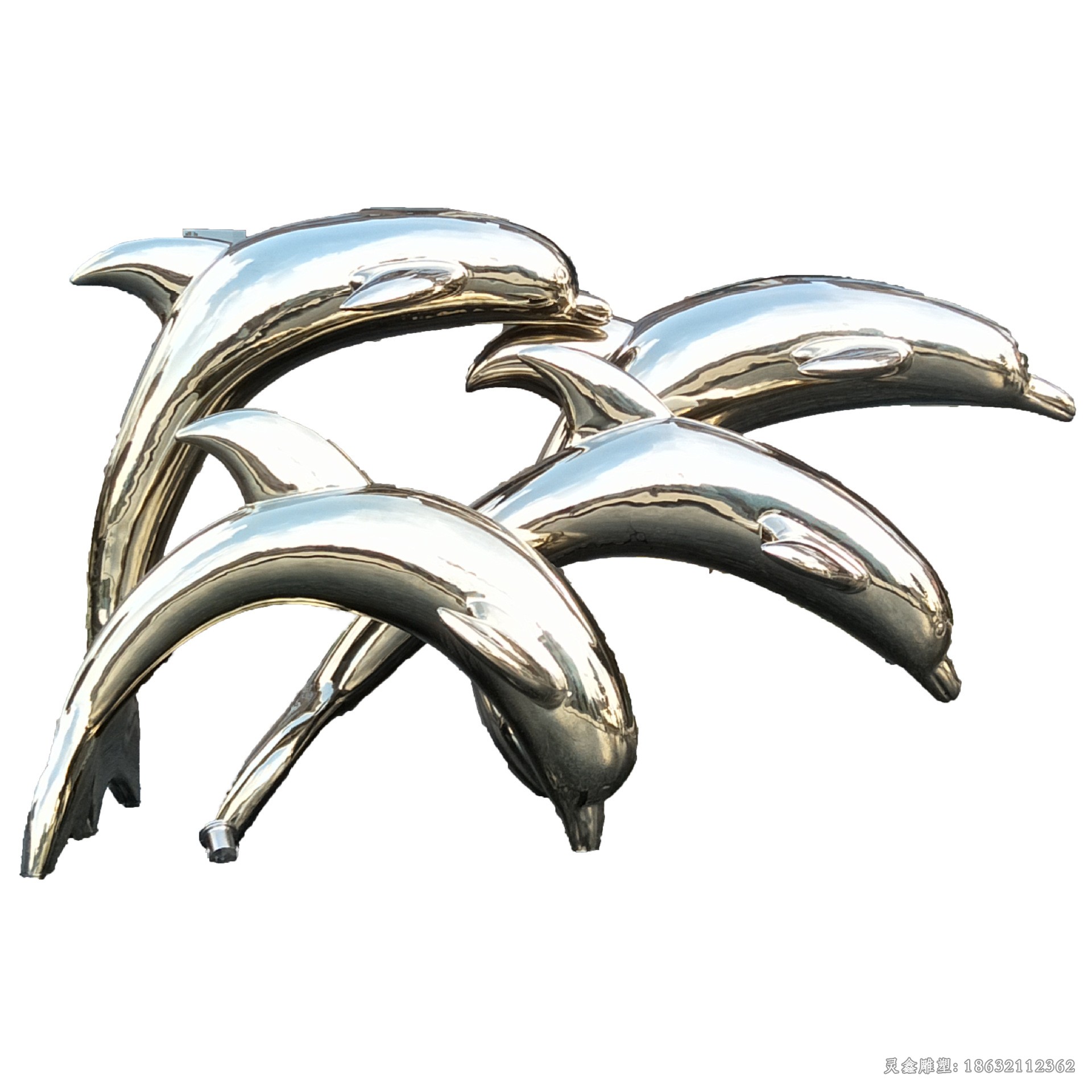 镜面海豚不锈钢商场雕塑